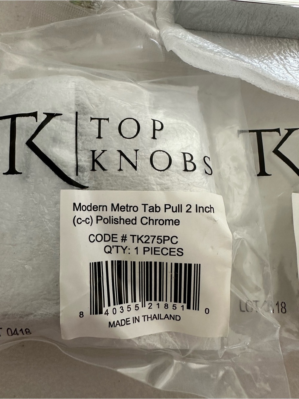 NWT Top Knobs Modern Metro 2" Polished Chrome Tab Pull qty 3